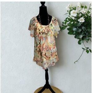 Cactus & Pearl Floral  CrossOver Layered Top